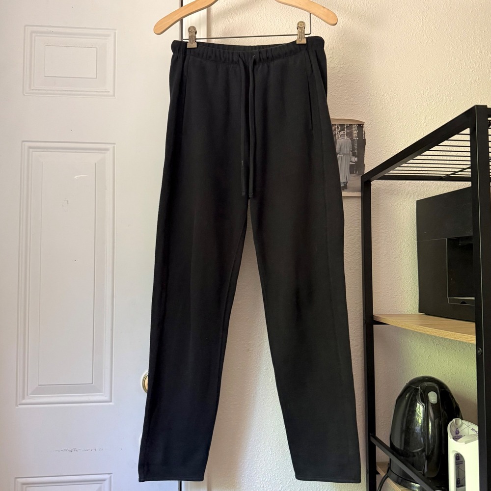 KOTN black Egyptian cotton fleece pull on straight slim leg sweat pants